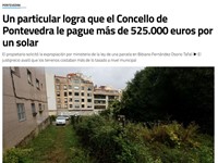 Un particular logra que el Concello de Pontevedra le pague más de 525.000 euros por un solar